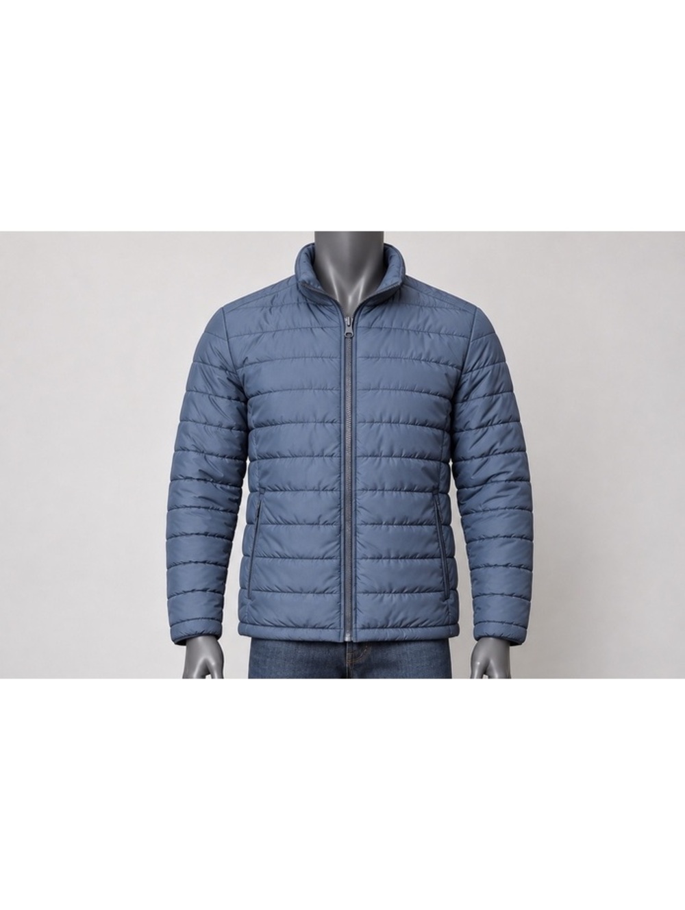 Voyager Men’s XL Quilted Puffer Jacket Blue Plaid Fleece Lined Full Zip Pockets